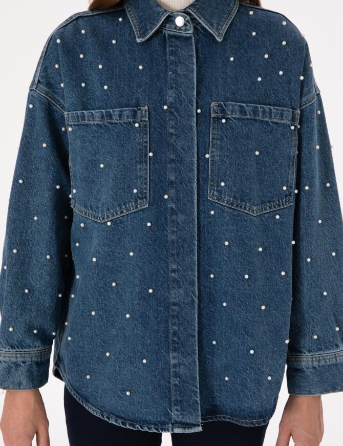 WOMAN PEARL DENIM JACKET - Image 4