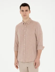 BROWN LINEN SHIRT - Brown