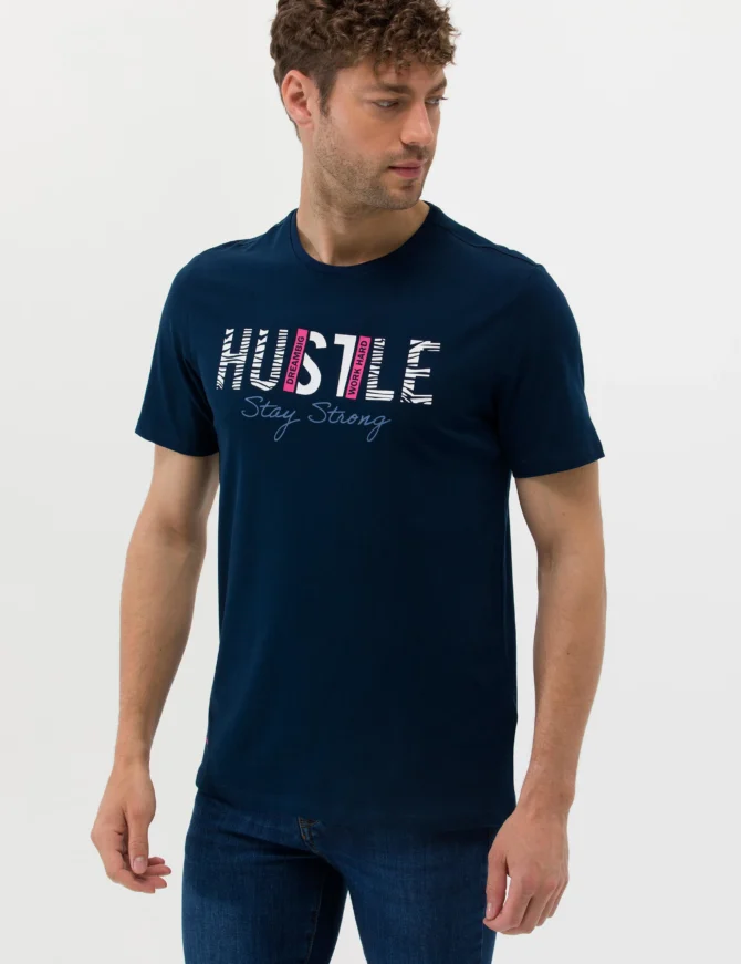 NAVY BLUE PRINTED T-SHIRT - Image 6