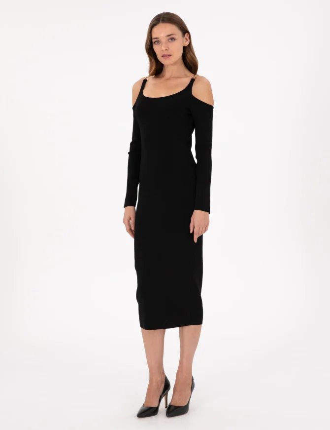 WOMAN BLACK KNIT DRESS - Image 3