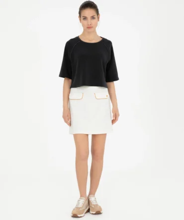 WOMAN WHITE KNITTING SKIRT