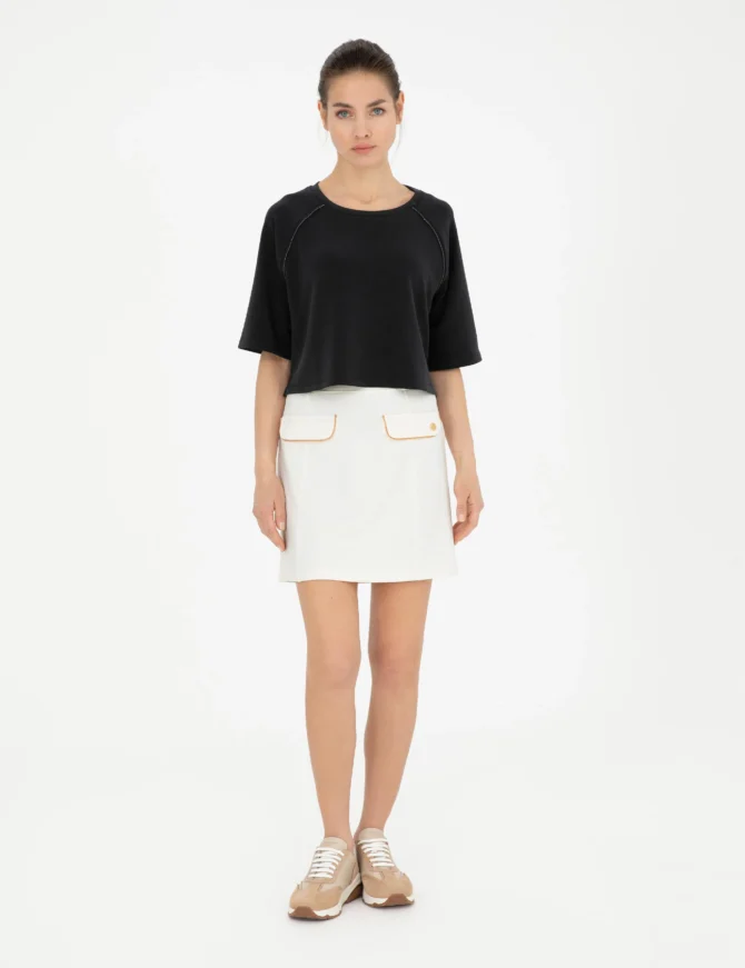 WOMAN WHITE KNITTING SKIRT