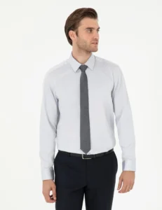 NAVY BLUE LONGSLEEVE CLASSIC SHIRT - Gray