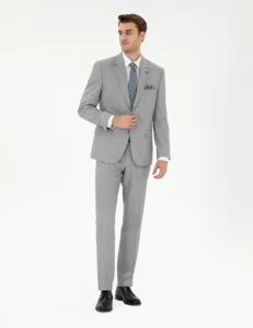 BEIGE SLIM SUIT - Grey