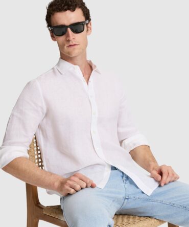 WHITE 100% LINEN SHIRT