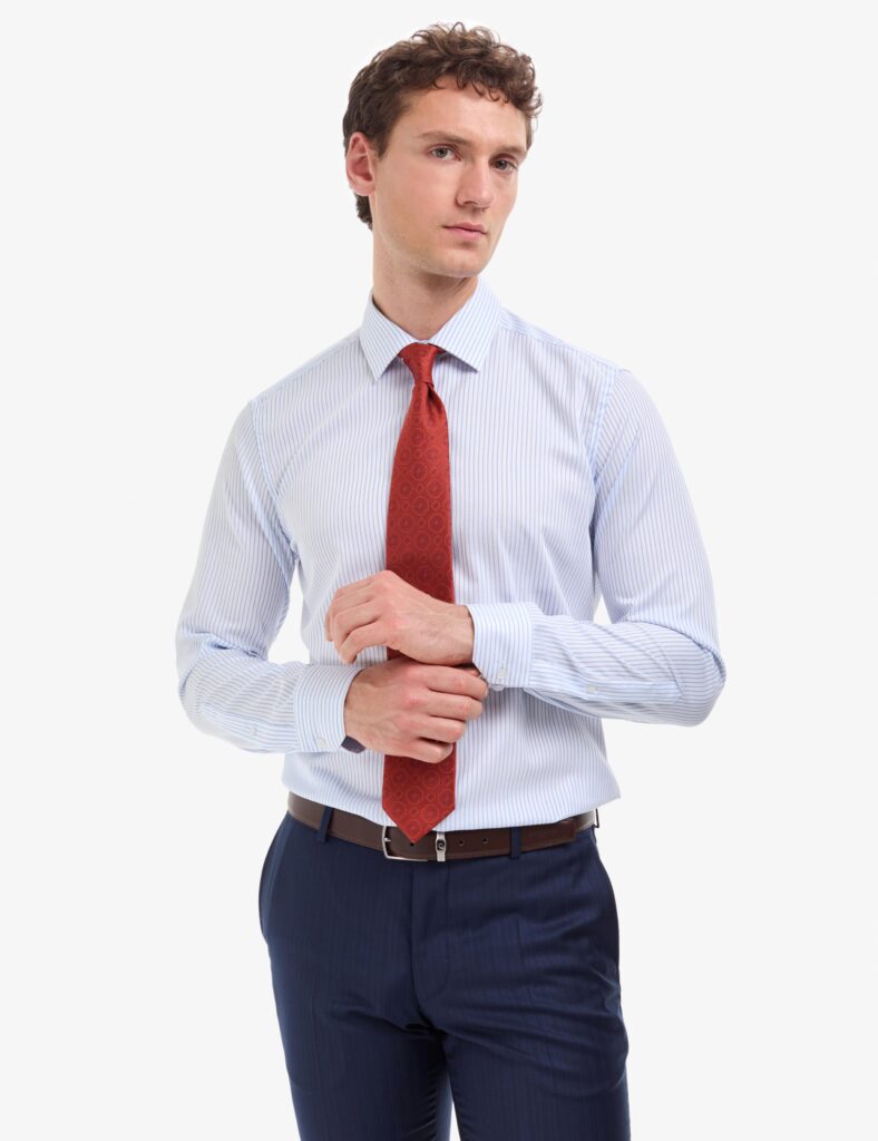 WHITE STRIPED BASIC SHIRT